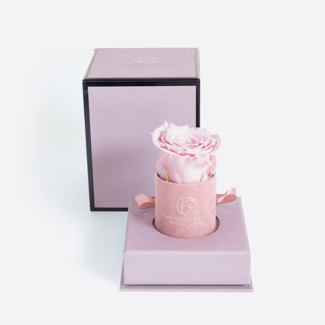 Pink Suede Petite Round Hat Box