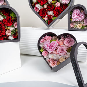 Gray Classic Medium Heart Shadow Box Mixed Floral Love Edition