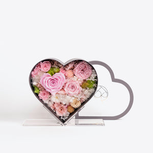 Gray Classic Medium Heart Shadow Box Mixed Floral Love Edition