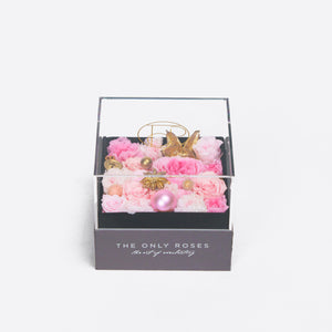 Gray Classic Small Square Shadow Box Mixed Floral Winter Edition