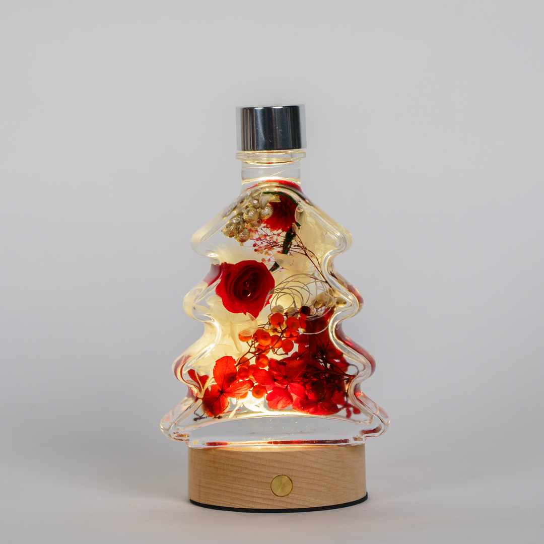 Christmas Tree Style Japanese Herbarium Mixed Floral Bottle