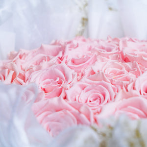 Mega Round White Ribbon Rose Bouquet