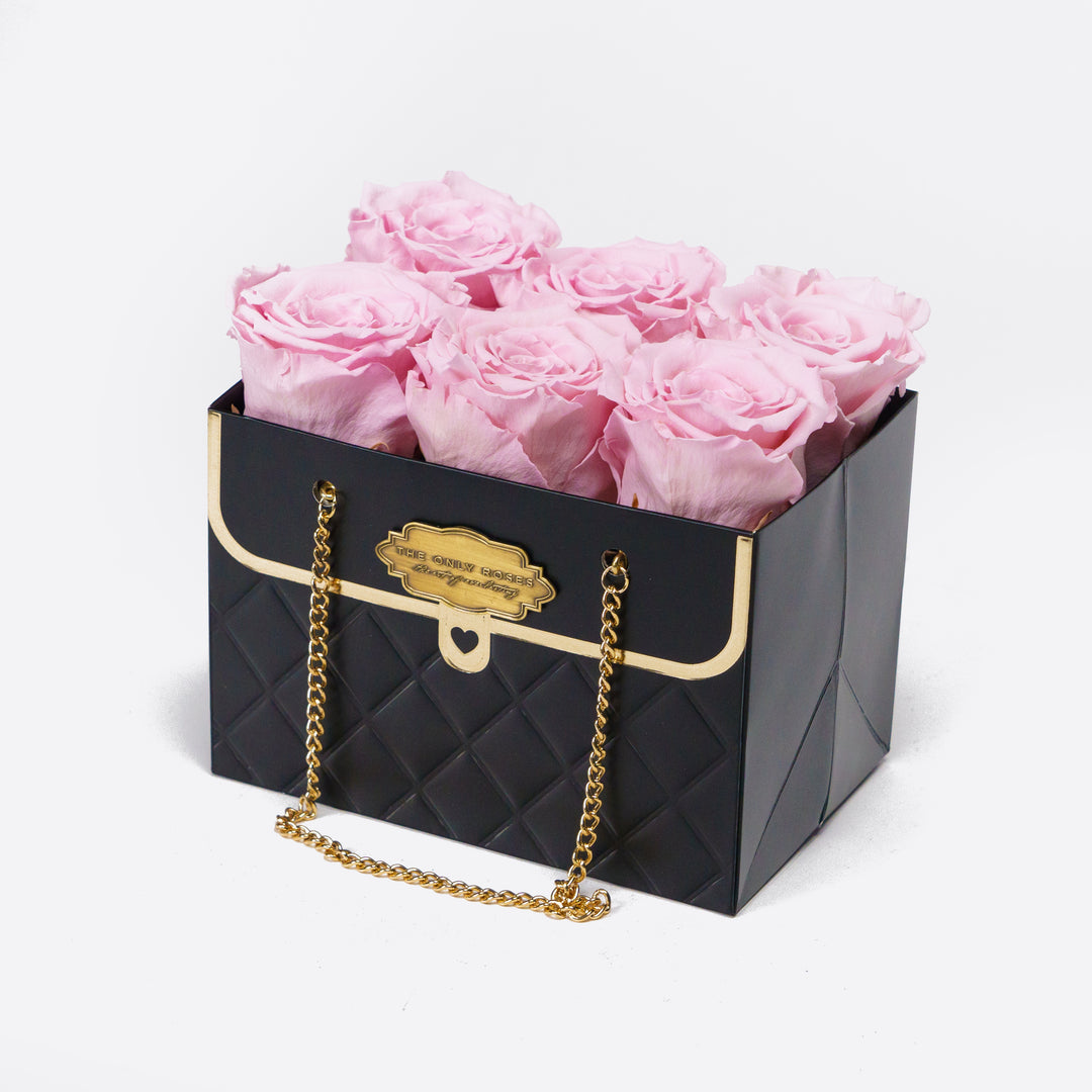Black Classic Rose Purse Hat Box