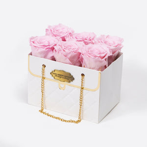 White Classic Rose Purse Hat Box