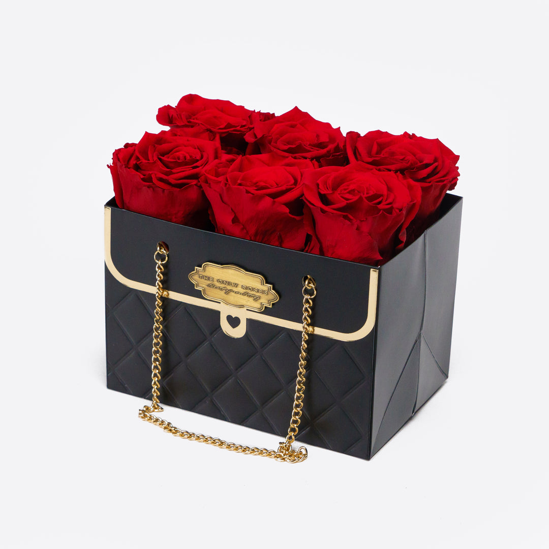 Black Classic Rose Purse Hat Box