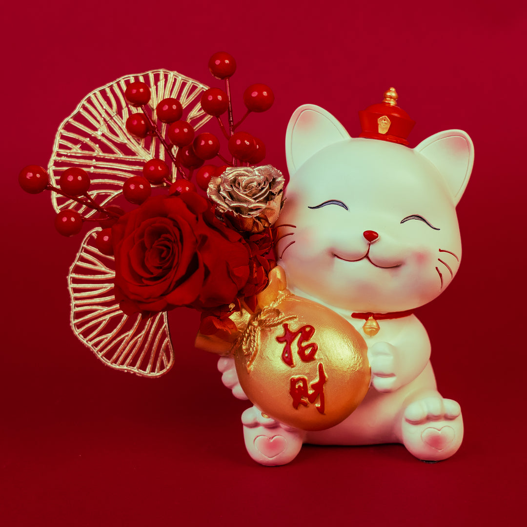 Fortune Cat Chinese Lunar New Year Arrangement – TheOnlyRoses