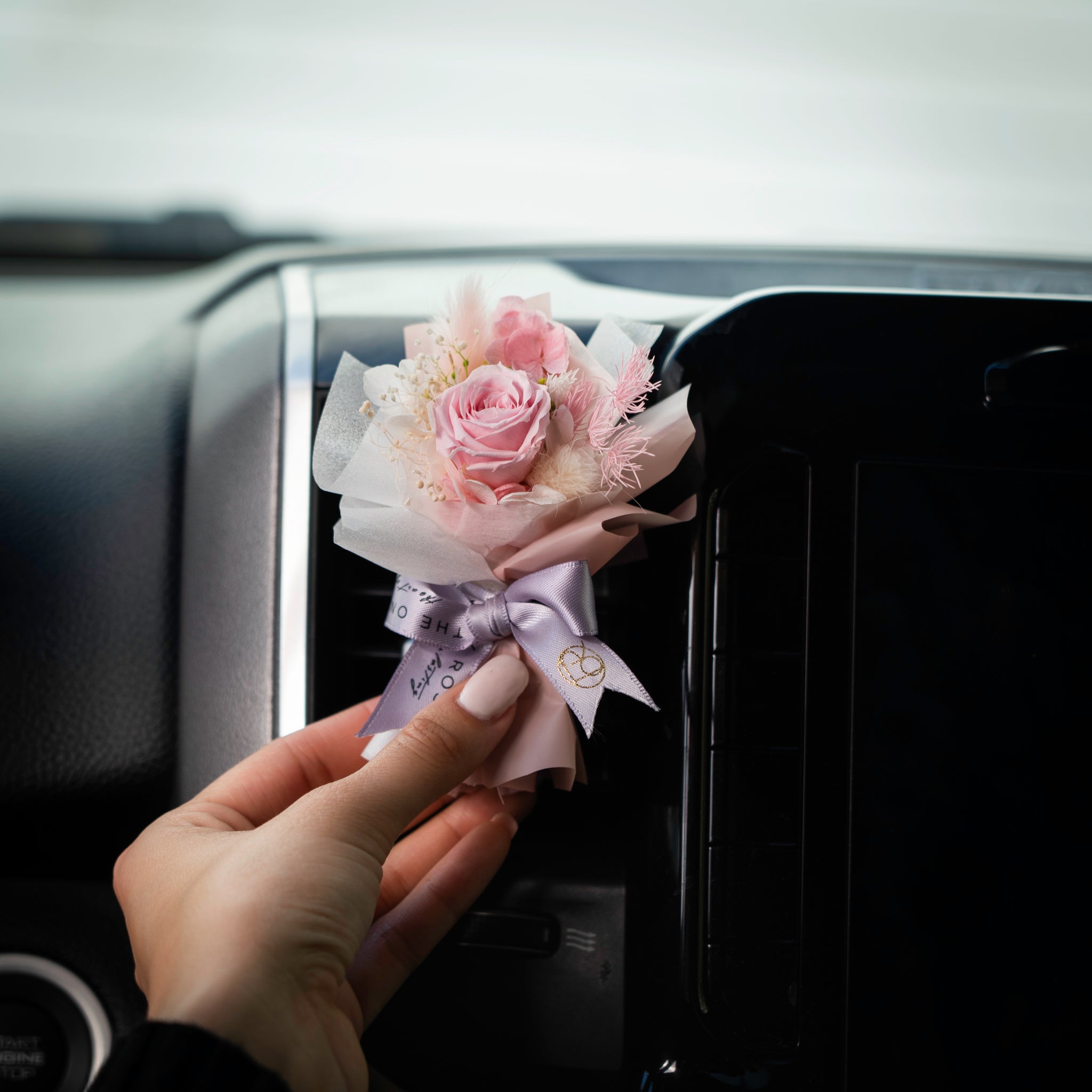 Mini Flower Bouquet Car Vent Decor - Blush Rose