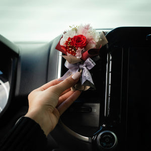 Mini Flower Bouquet Car Vent Decor - Red Rose