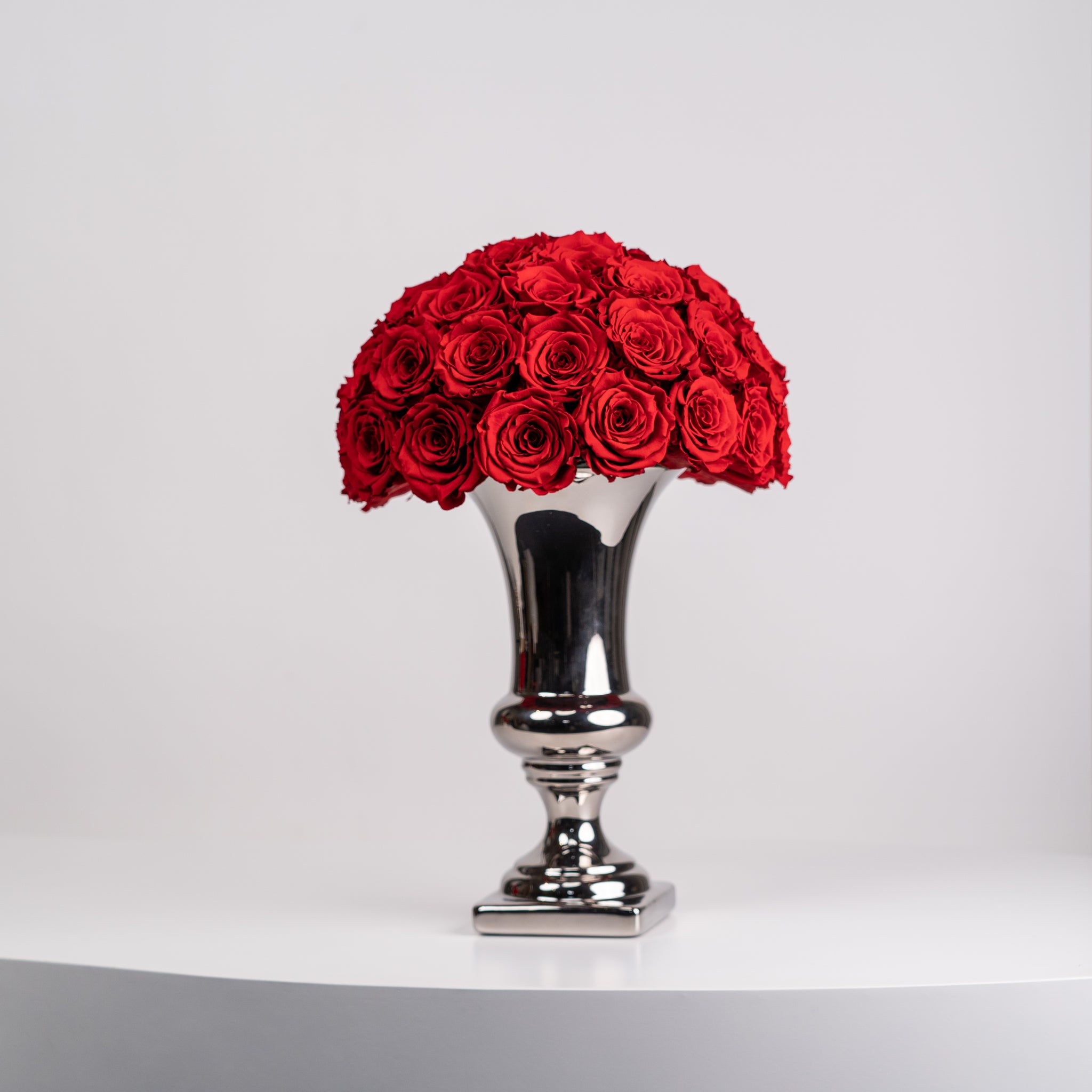 Metallic Tall Vase Everlasting Rose Dome