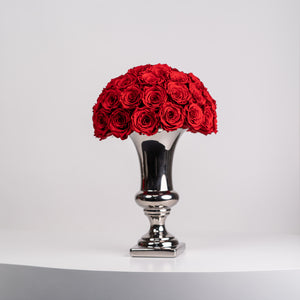 Metallic Tall Vase Everlasting Rose Dome