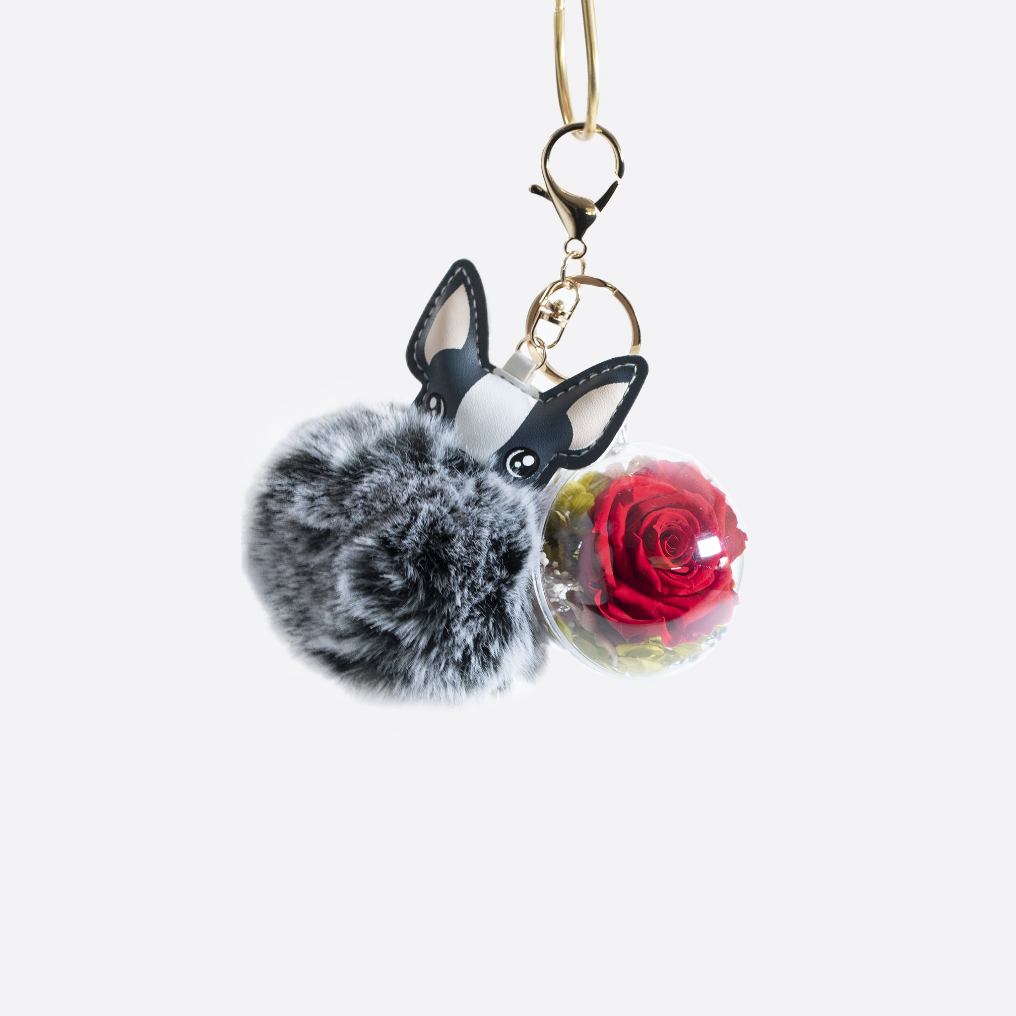 The Only Roses Everlasting Preserved Rose French Bulldog Figure Keychain