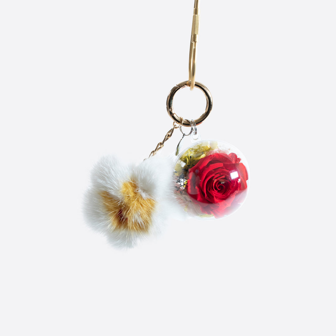 Flower Fluffy Ball Keychain