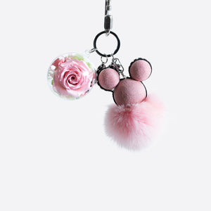 Pink Fluffy Ball Keychain