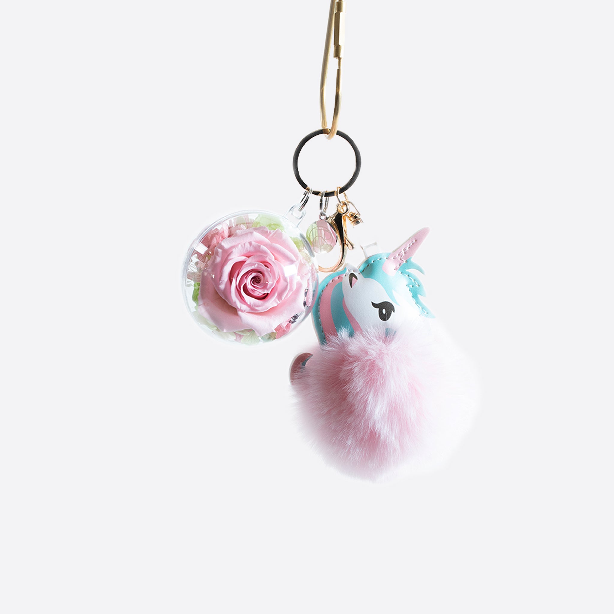 unicorn pom pom keychain