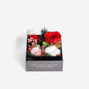 Gray Classic Small Square Shadow Box Mixed Floral Holiday Edition